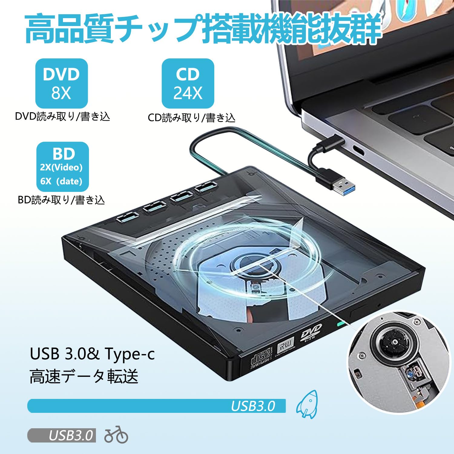 Amazon.co.jp: ブルーレイドライブ 外付け ブルーレイプレーヤー